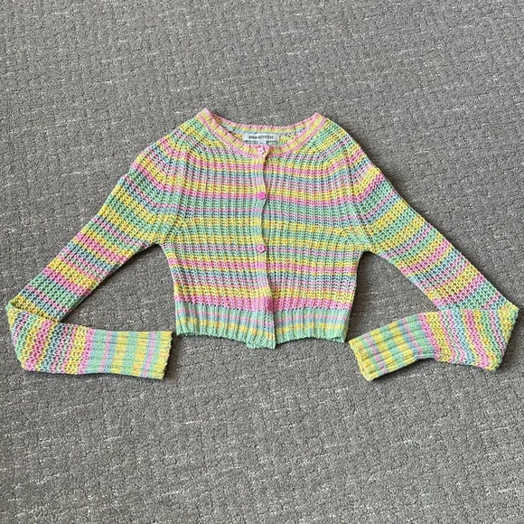 Urban Outfitters Striped Cardigan With Flower Buttons Size XS - Picture 1 of 5